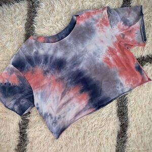 Tie-Dye Women's Crop Top in Pink and Gray